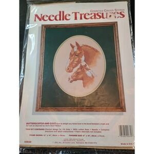 Butterscotch & Colt Horse Pattern Counted Cross Stitch Kit Needle Treasures NOS